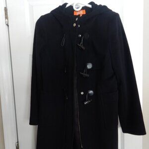 Michael Kors black wool duffel coat with zipper and toggle buttons